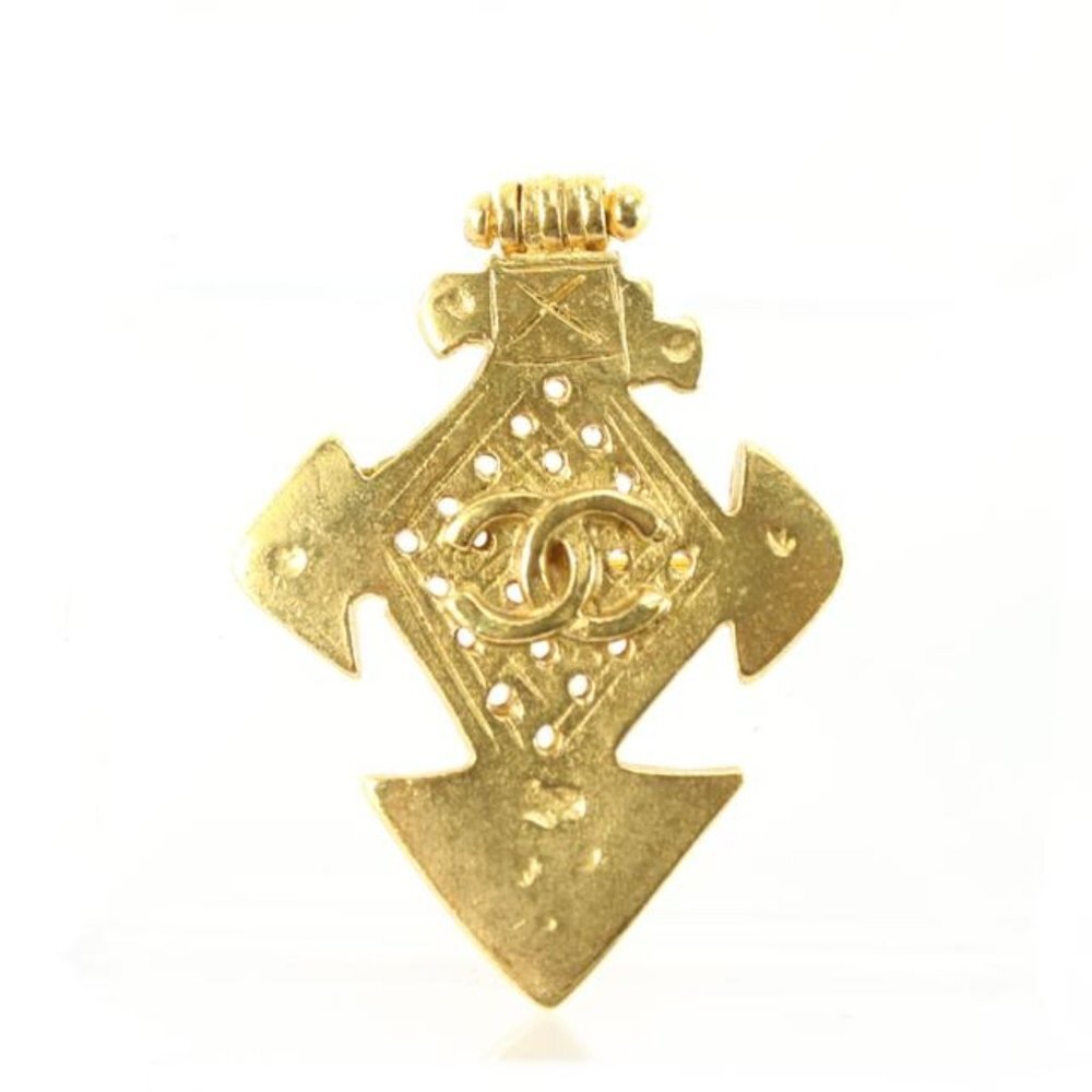 Chanel 94p 24k Gold Plated  CC Cross Brooch Pin 39cc722s